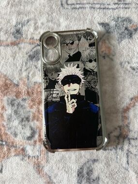 Satoru Godjo Phone Case — Black & White with Blue Accents Iphone 16